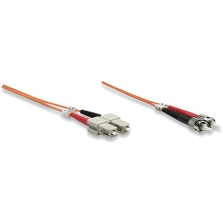 Intellinet Network Solutions Fiber Optic Patch Cable, ST/SC, OM1, 62.5/125, Multimode, Duplex, Orange, 10 ft (3 m)