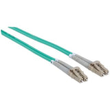 Intellinet Network Solutions Fiber Optic Patch Cable, LC/LC, OM3, 50/125, Multimode, Duplex, Aqua, 10 ft (3 m)