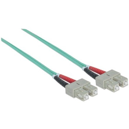 Intellinet Network Solutions Fiber Optic Patch Cable, SC/SC, OM3, 50/125, Multimode, Duplex, Aqua, 10 ft (3 m)