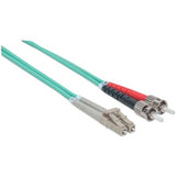Intellinet Network Solutions Fiber Optic Patch Cable, ST/LC, OM3, 50/125, Multimode, Duplex, Aqua, 10 ft (3 m)