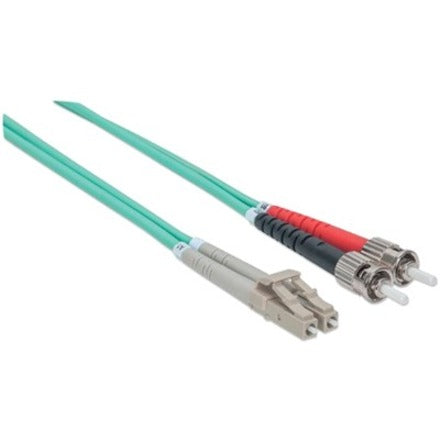 Intellinet Network Solutions Fiber Optic Patch Cable, ST/LC, OM3, 50/125, Multimode, Duplex, Aqua, 10 ft (3 m)