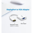 Aten DisplayPort to VGA Adapter - DisplayPort/VGA for Notebook, Video Device, TV - 1 Pack - 1 x DisplayPort Male Digital Audio/Video - 1 x HD-15 Female VGA - White