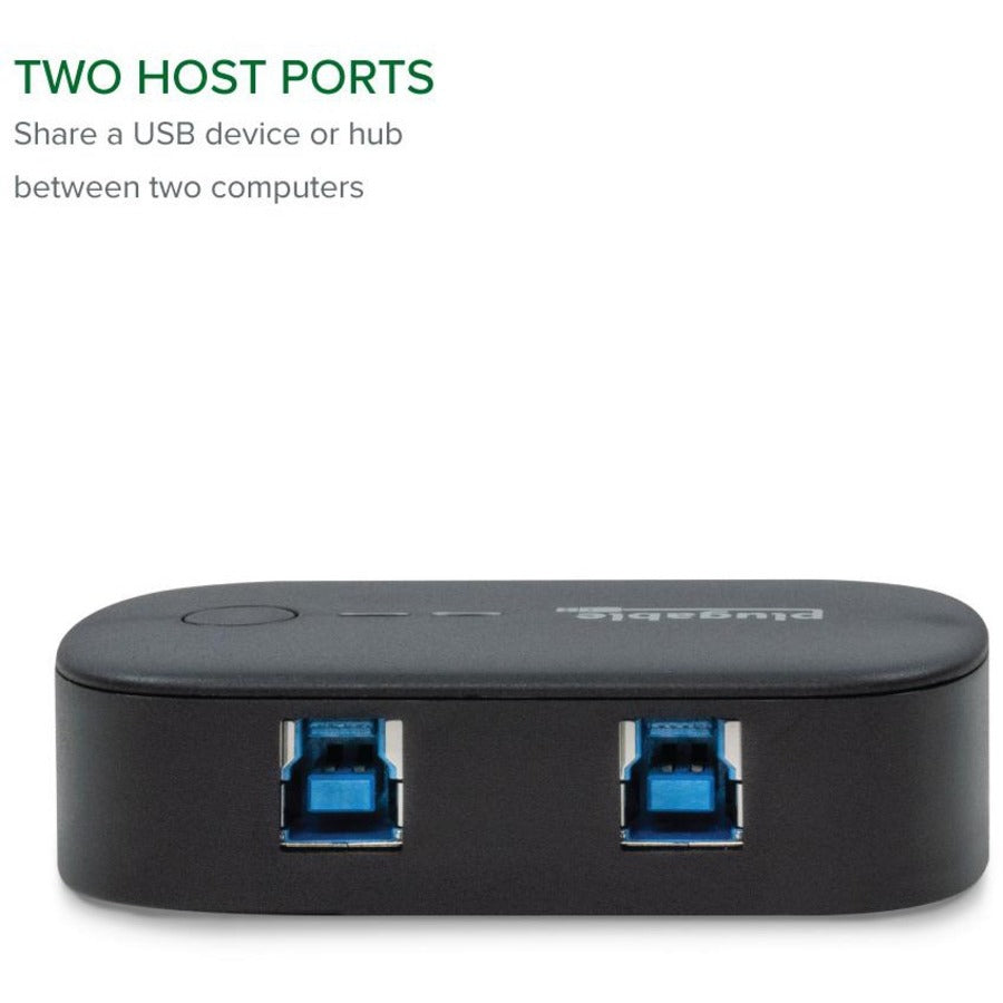 Plugable USB 3.0 Sharing Switch for One-Button Swapping of USB Device or Hub Between Two Computers