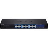 TRENDnet 28-Port Web Smart Switch, 24 x Gigabit Ports, 4 x 10G SFP+ Slots, High Speed Network Uplinks, 128 Gbps Switching Capacity, Network Ethernet Switch, 1U Rack Mountable, Black, TEG-30284