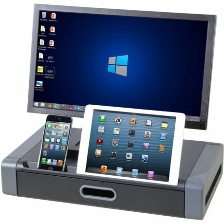 Kantek Monitor Riser with Drawer and Tablet/Smartphone Slot
