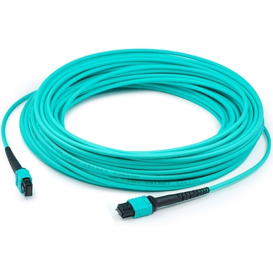 AddOn 3m MPO (Female) to MPO (Female) 24-Strand Aqua OM3 Crossover Fiber OFNR (Riser-Rated) Patch Cable