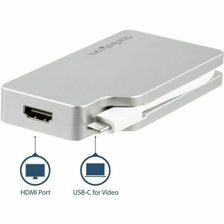 StarTech.com USB C Multiport Video Adapter 4K/1080p - USB Type C to HDMI, VGA, DVI or Mini DisplayPort Monitor Adapter - Silver Aluminum