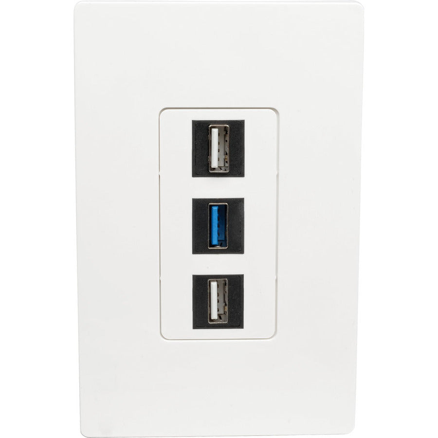 Eaton Tripp Lite Series 3-Port Keystone Single-Gang Faceplate, White, TAA