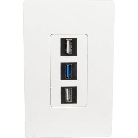 Eaton Tripp Lite Series 3-Port Keystone Single-Gang Faceplate, White, TAA