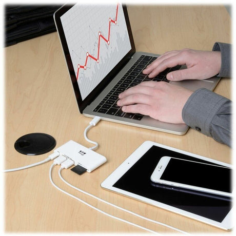 Eaton Tripp Lite Series USB-C Multiport Adapter, USB 3.x (5Gbps), USB-A/C Hub Ports, Card Reader and 60W PD Charging, White