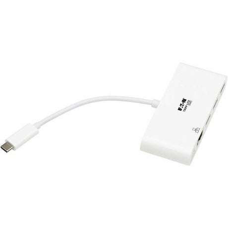 Eaton Tripp Lite Series 3-Port USB-C Hub - USB 3.x (5Gpbs) Hub Ports, Gigabit Ethernet, 60W PD Charging, White