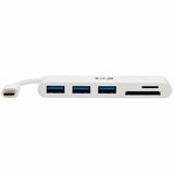 Eaton Tripp Lite Series 3-Port USB-C Hub with Card Reader, USB 3.x (5Gbps) Hub Ports and Card Reader Ports, White
