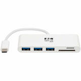 Eaton Tripp Lite Series 3-Port USB-C Hub with Card Reader, USB 3.x (5Gbps) Hub Ports and Card Reader Ports, White