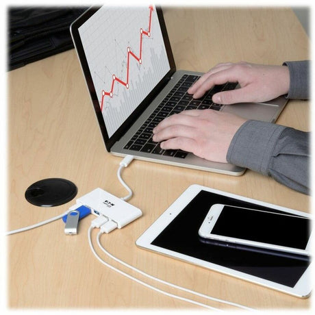 Eaton Tripp Lite Series 4-Port USB-C Hub, USB 3.x (5Gbps), 4x USB-A Ports, 60W PD Charging, White