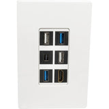 Eaton Tripp Lite Series 6-Port Keystone Single-Gang Faceplate, White, TAA