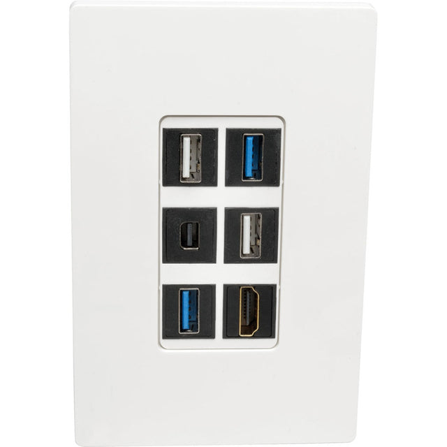 Eaton Tripp Lite Series 6-Port Keystone Single-Gang Faceplate, White, TAA