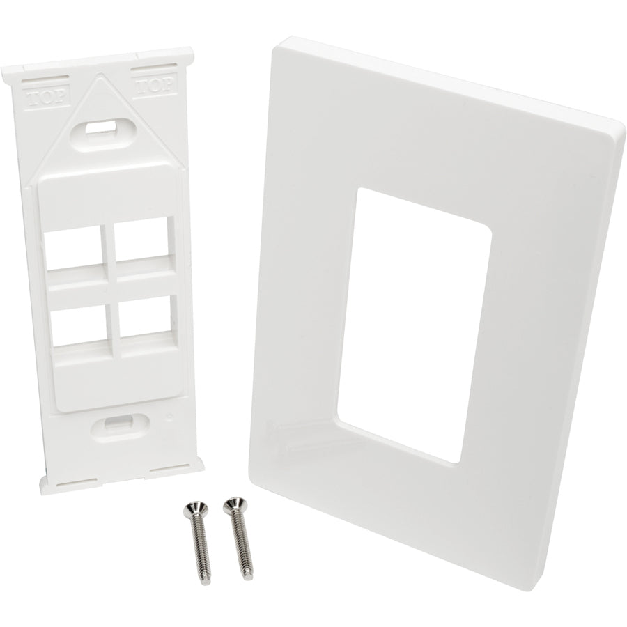 Eaton Tripp Lite Series 4-Port Keystone Single-Gang Faceplate, White, TAA