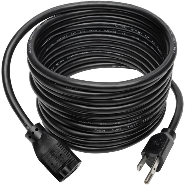 Eaton Tripp Lite Series Power Extension Cord, NEMA 5-15P to NEMA 5-15R - 13A, 120V, 16 AWG, 15 ft. (4.57 m), Black