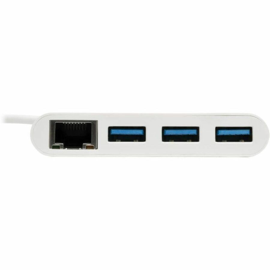 Eaton Tripp Lite Series 3-Port USB 3.x (5Gbps) Hub with LAN Port, USB-C to 3x USB-A Ports and Gigabit Ethernet, White