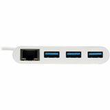 Eaton Tripp Lite Series 3-Port USB 3.x (5Gbps) Hub with LAN Port, USB-C to 3x USB-A Ports and Gigabit Ethernet, White
