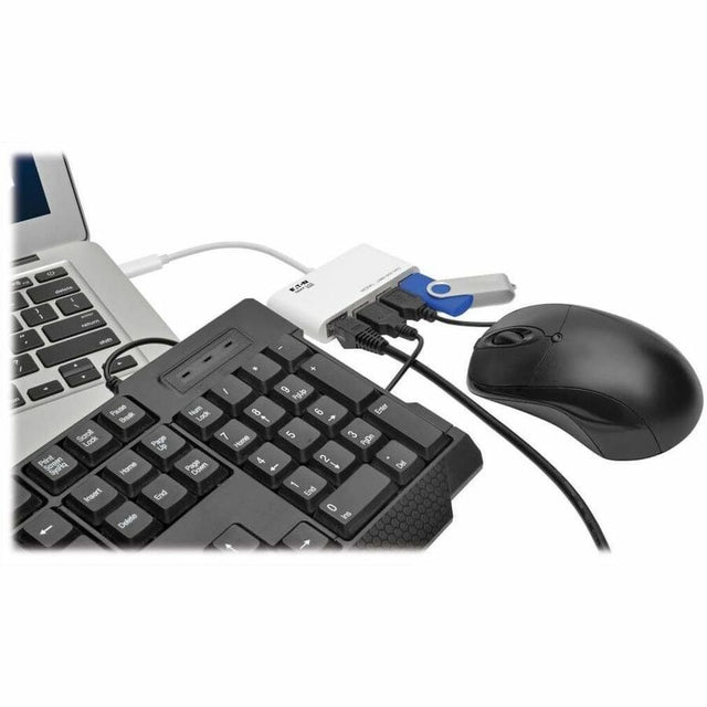 Eaton Tripp Lite Series 3-Port USB 3.x (5Gbps) Hub with LAN Port, USB-C to 3x USB-A Ports and Gigabit Ethernet, White