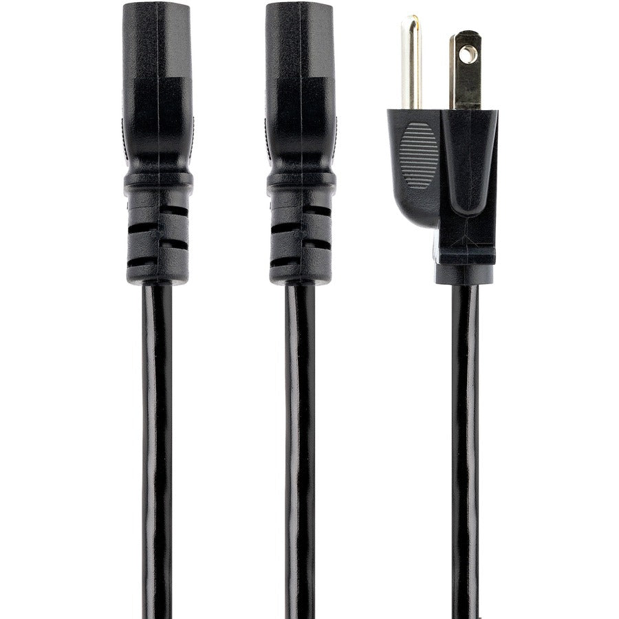 StarTech.com 10ft (3m) Computer Power Y Cord, NEMA 5-15P to C13, 10A 125V, 18AWG, Black Replacement PC Power Cord, TV/Monitor Power Cable