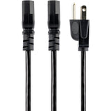 StarTech.com 10ft (3m) Computer Power Y Cord, NEMA 5-15P to C13, 10A 125V, 18AWG, Black Replacement PC Power Cord, TV/Monitor Power Cable