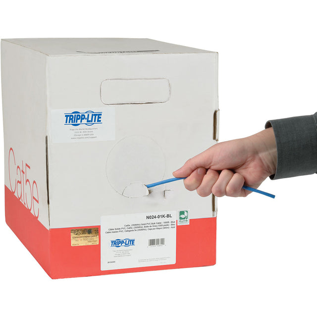 Eaton Tripp Lite Series Cat5e 350 MHz Solid Core Plenum-Rated (UTP) PVC Bulk Ethernet Cable - Blue, 1000 ft. (304.8 m)