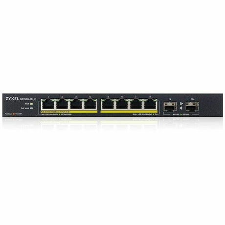 ZYXEL GS1100-10HP 8-Port Gigabit PoE Switch | 8 PoE+ Ports at 130W with 2 SFP Uplinks
