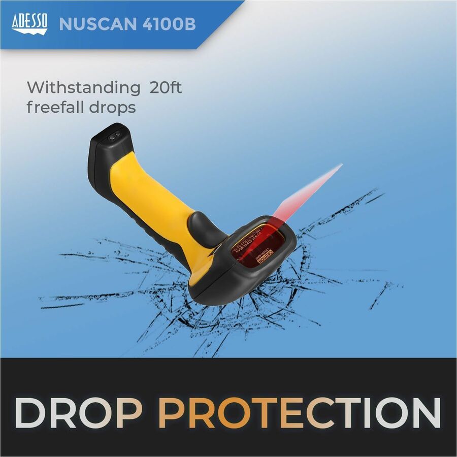 Adesso NuScan 4100B Bluetooth Antimicrobial Waterproof CCD Barcode Scanner