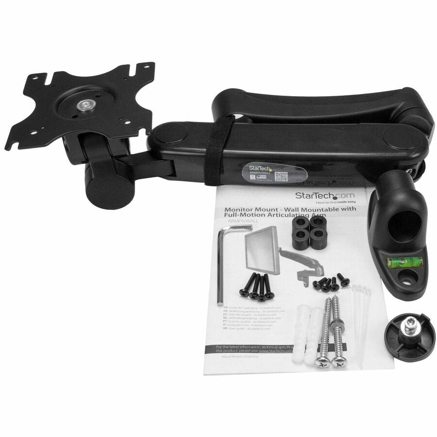 StarTech.com Single Wall Mount Monitor Arm, Gas-Spring, Full Motion Articulating, For VESA Mount Monitors up to 34" (19.8lb/9kg)