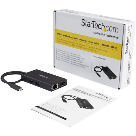 StarTech.com USB-C Multiport Adapter - USB-C Travel Dock w/ 4K HDMI - 60W PD Pass-Through, GbE, 2x USB-A - Mini USB Type-C Docking Station