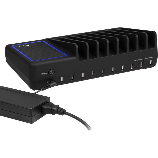 SIIG 10-Port USB Charging Station with Ambient Light Deck