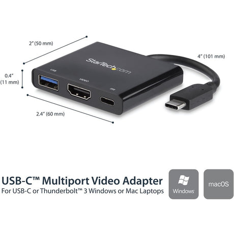 StarTech.com USB C Multiport Adapter with HDMI 4K & 1x USB 3.0 - PD - Mac & Windows - USB Type C All in One Video Adapter