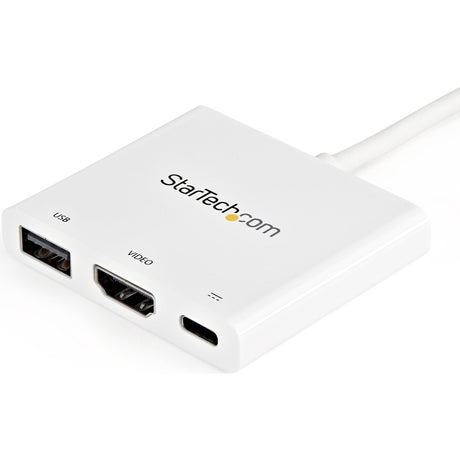 StarTech.com USB C Multiport Adapter with HDMI 4K & 1x USB 3.0 - PD - Mac & Windows - White USB Type C All in One Video Adapter