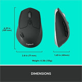 Logitech M720 Triathlon Multi-Device Wireless Mouse, Bluetooth, USB Unifying Receiver, 1000 DPI, 8 Buttons, Black