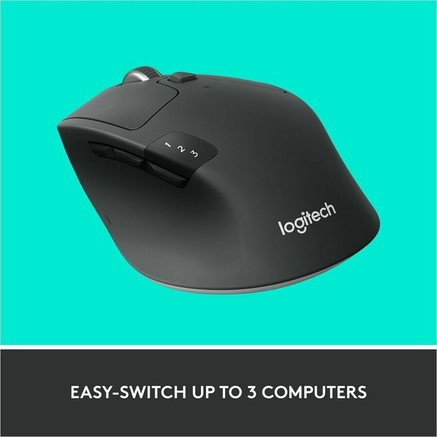 Logitech M720 Triathlon Multi-Device Wireless Mouse, Bluetooth, USB Unifying Receiver, 1000 DPI, 8 Buttons, Black
