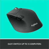 Logitech M720 Triathlon Multi-Device Wireless Mouse, Bluetooth, USB Unifying Receiver, 1000 DPI, 8 Buttons, Black