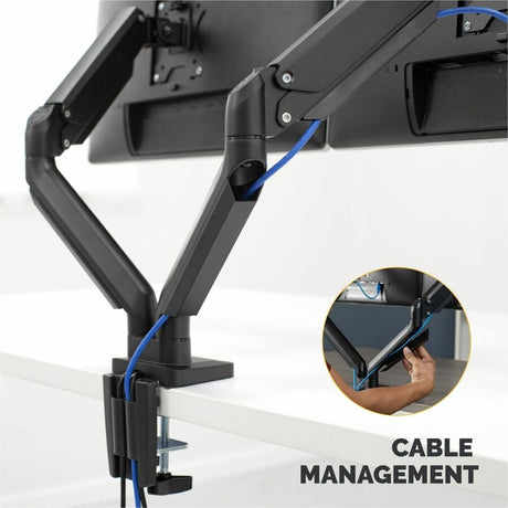 Fellowes Platinum Series High Quality Dual Monitor Arm for 40-Inch Monitors, Full Motion, 360&deg; Rotation, VESA Mount with Grommet or Clamp, USB Ports, Ergonomic, Black