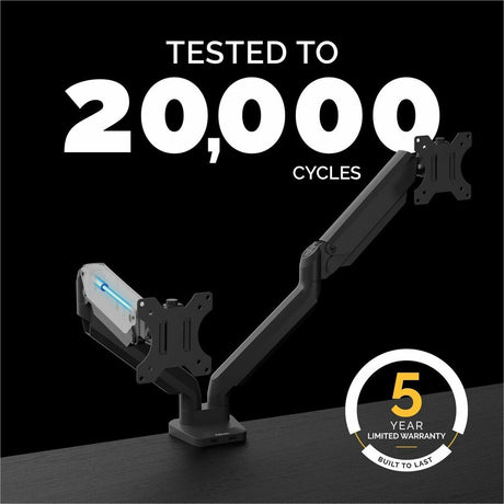 Fellowes Platinum Series High Quality Dual Monitor Arm for 40-Inch Monitors, Full Motion, 360&deg; Rotation, VESA Mount with Grommet or Clamp, USB Ports, Ergonomic, Black