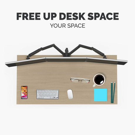 Fellowes Platinum Series High Quality Triple Monitor Arm for 27-Inch Monitors, Full Motion, 360&deg; Rotation, VESA Mount with Grommet or Clamp, USB Ports, Ergonomic, Black