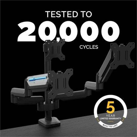 Fellowes Platinum Series High Quality Triple Monitor Arm for 27-Inch Monitors, Full Motion, 360&deg; Rotation, VESA Mount with Grommet or Clamp, USB Ports, Ergonomic, Black