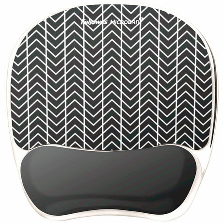 Fellowes Photo Gel Mouse Pad Wrist Rest with Microban&reg; - Black Chevron