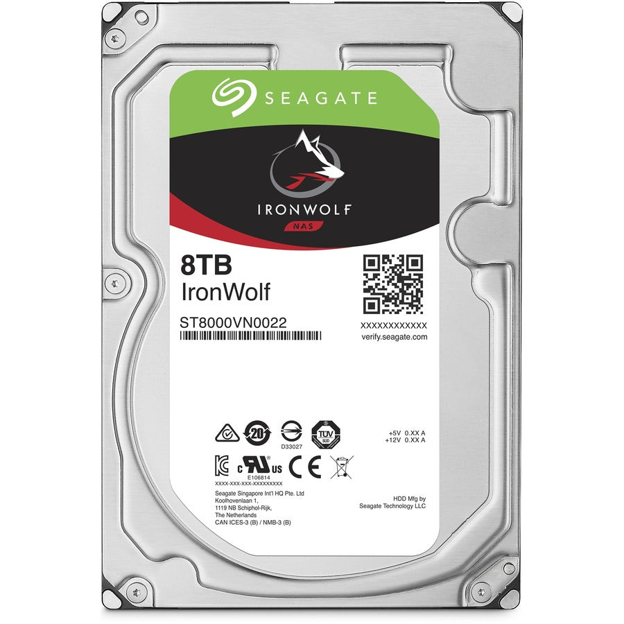 Seagate IronWolf ST8000VN0022 8 TB Hard Drive - 3.5" Internal - SATA (SATA/600) - Conventional Magnetic Recording (CMR) Method