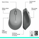 Logitech M330 SILENT PLUS Wireless Mouse, 2.4GHz with USB Receiver, Optical Tracking, Quiet & Lightweight, Gray