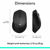 Logitech M330 SILENT PLUS Wireless Mouse, 2.4GHz with USB Receiver, Optical Tracking, Quiet & Lightweight, Black