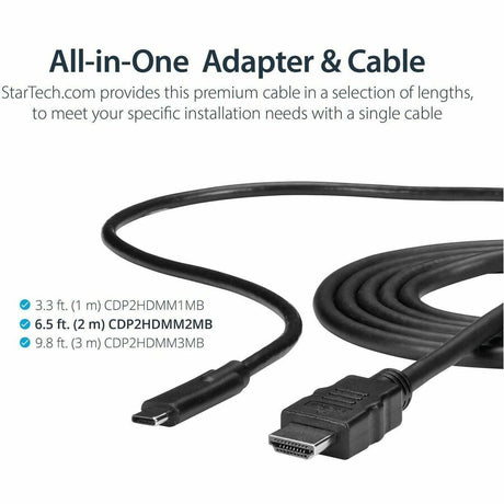 StarTech.com USB C to HDMI Cable - 6 ft / 2m - USB-C to HDMI 4K 60Hz - USB Type C to HDMI - Computer Monitor Cable