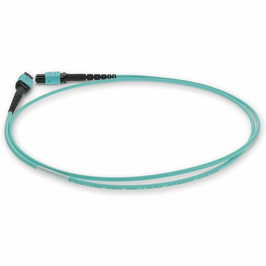AddOn 4m MPO (Female) to MPO (Female) 12-Strand Aqua OM3 Crossover Fiber OFNR (Riser-Rated) Patch Cable