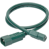 Eaton Tripp Lite Series Heavy-Duty PDU Power Cord, C13 to C14 - 15A, 250V, 14 AWG, 3 ft. (0.91 m), Green