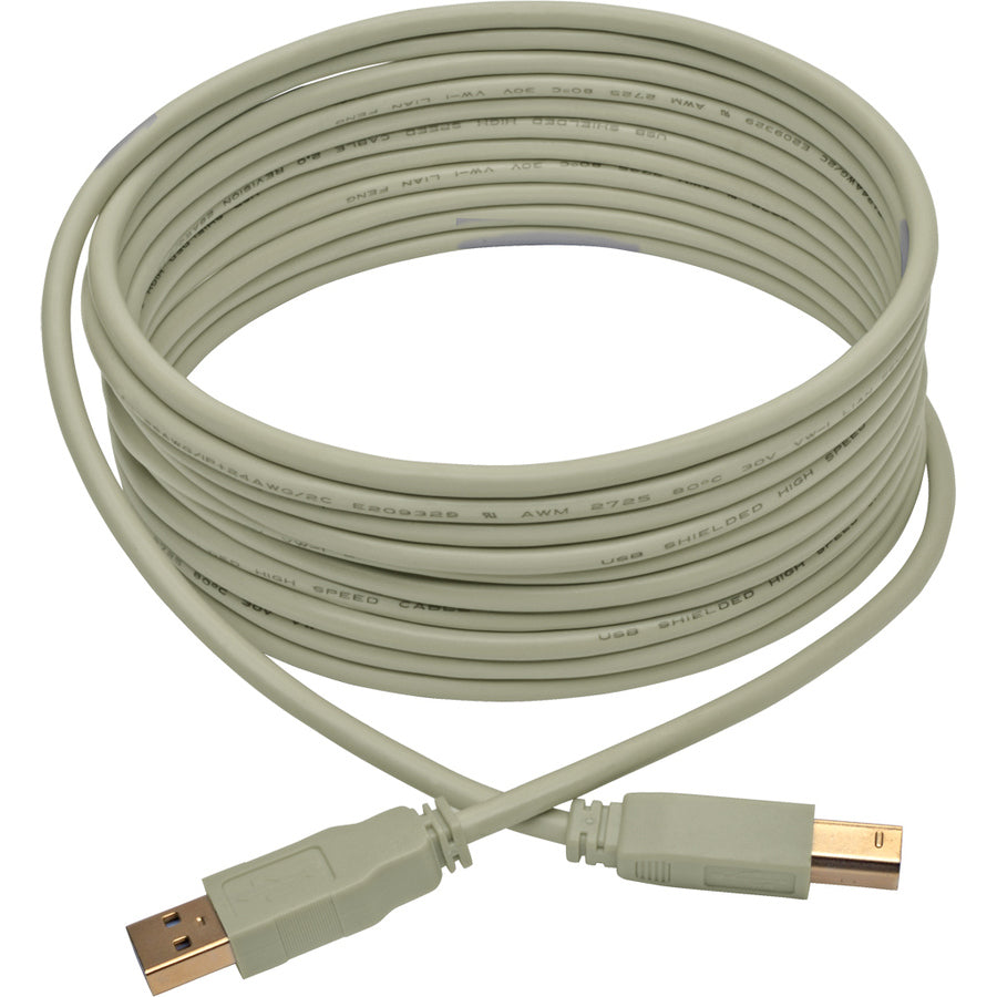 Eaton Tripp Lite Series USB 2.0 A to B Cable (M/M), Beige, 15 ft. (4.57 m)